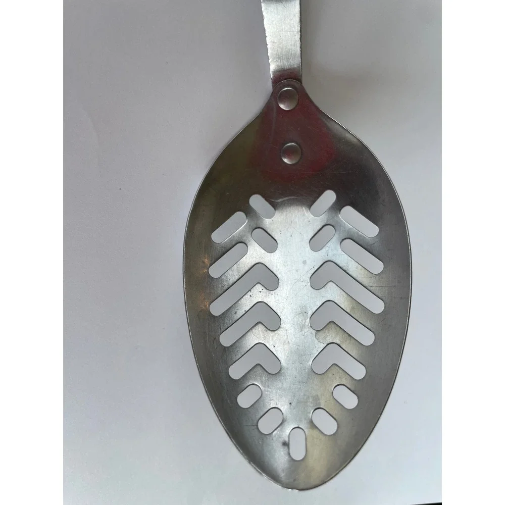 Vintage Cutco 1713 Slotted Serving Spoon Stainless Steel Brown Marbled Handle US